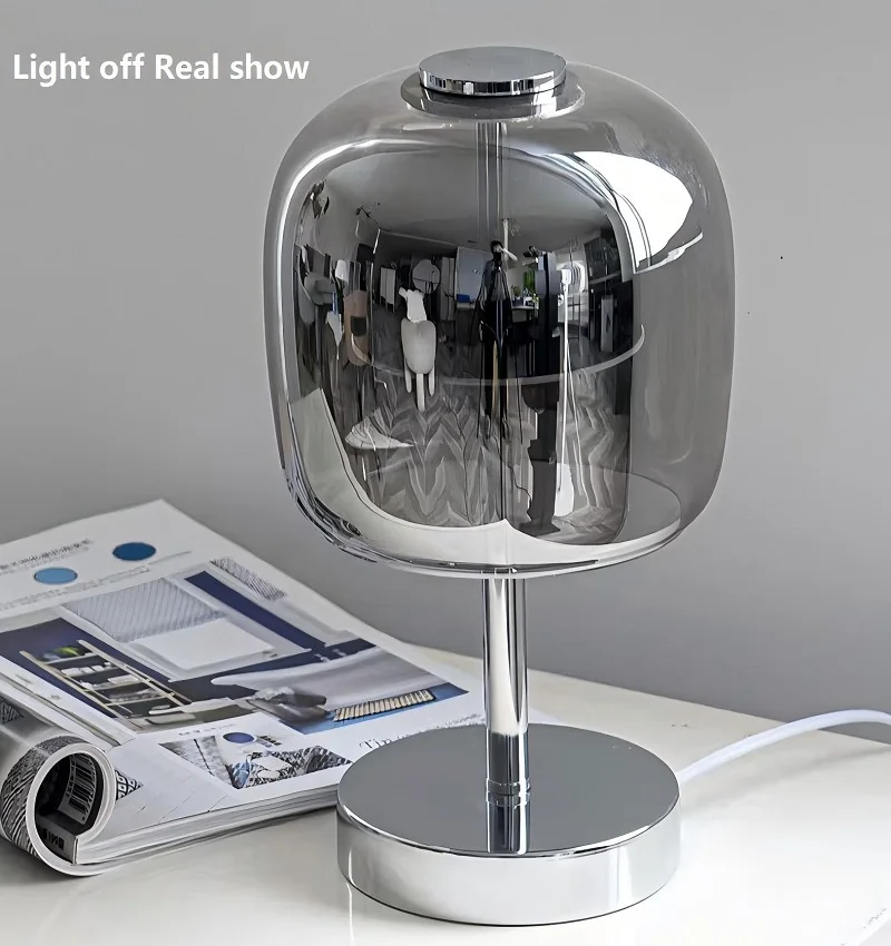 Modern Light Luxury Italian Simple   Bedside Lamp Glass Master Bedroom Bedside Lamp Designer Decorated High-Class LED Light 6