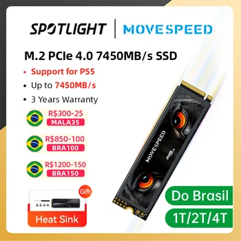 MOVESPEED 내장 솔리드 스테이트 하드 디스크, 7450 MB/s SSD NVMe M.2 2280 4TB 2TB 1TB, M2 PCIe 4.0x4 2280 SSD 드라이브, PS5 노트북 PC용