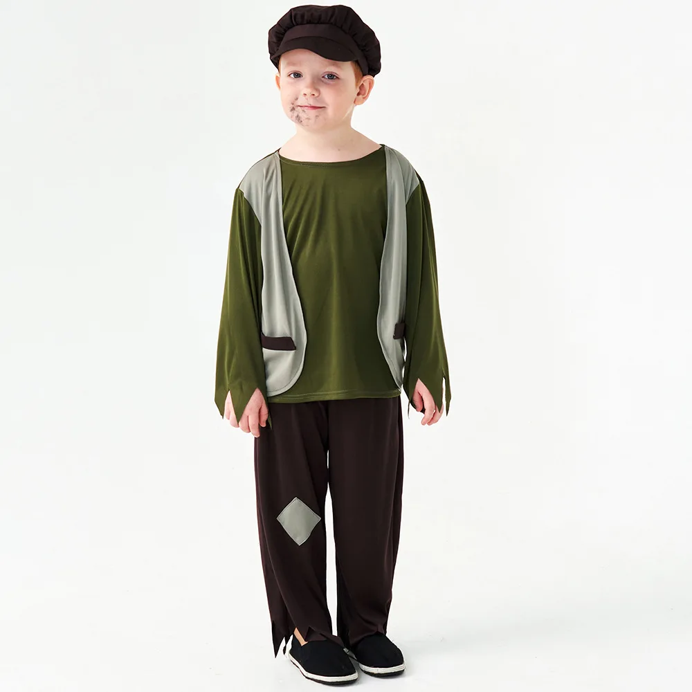 Children's Day Drama Stage Performancewear Kids Victorian Poor Boy Colonial Pioneer Village Boy Outfits kids cosplay costume children dance costume
