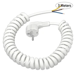 Enhanced Spiral Extension Cord with Protective Contact, 250V Male Plug, Black, Available in Various Lengths (3m white)