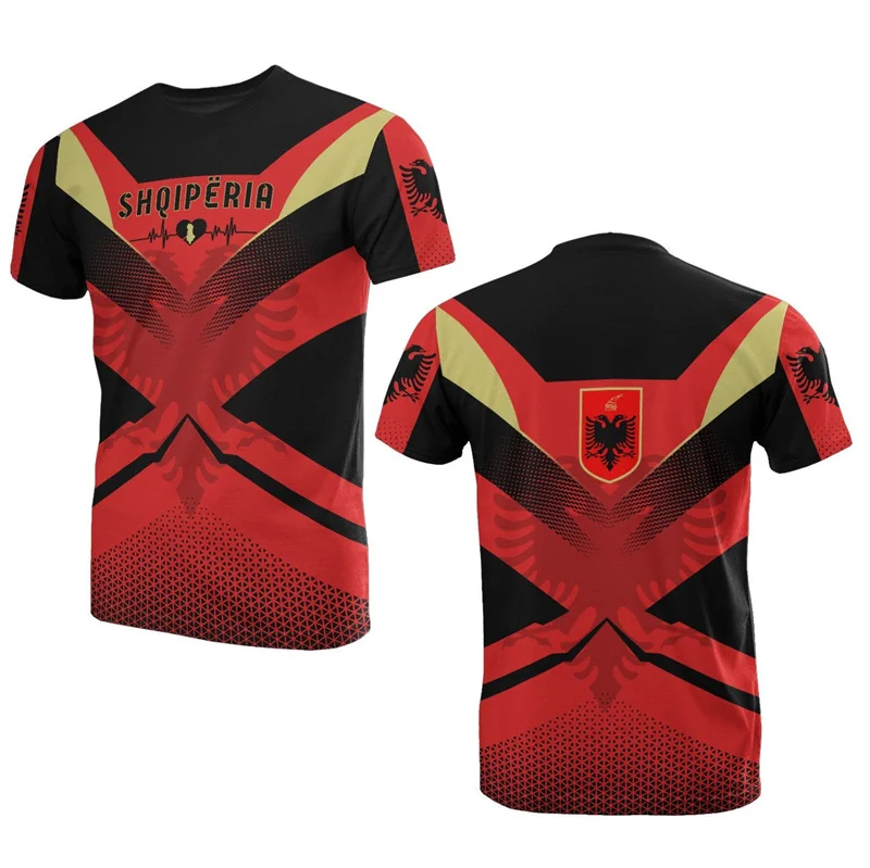 Albanien Herren- und Damen-T-Shirts 3D Fußball-Uniformen Outdoor-Sport Fitness Wettkampf-Training Schnelltrocknende Atmungsaktive Streetwear – Detail 16