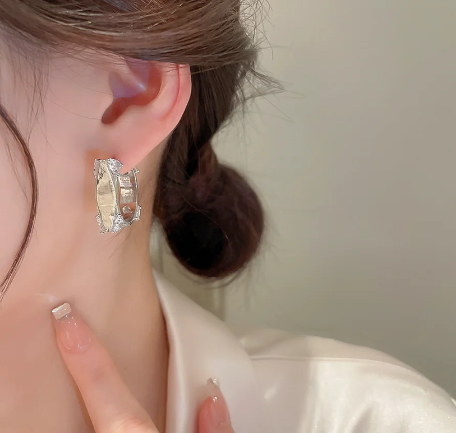 2022 new trend S925 silver needle zircon Square Letter copper metal Earrings for women Fashion Jewelry