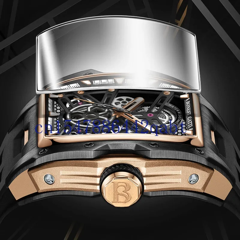 BONEST GATTI watch fully automatic mechanical watch double-sided hollow business