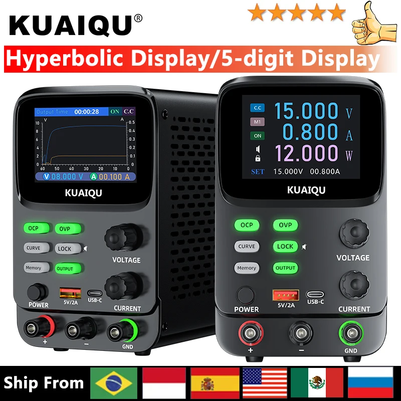 RUZIZAO DC-voeding verstelbaar, gestabiliseerd display, laboratorium
