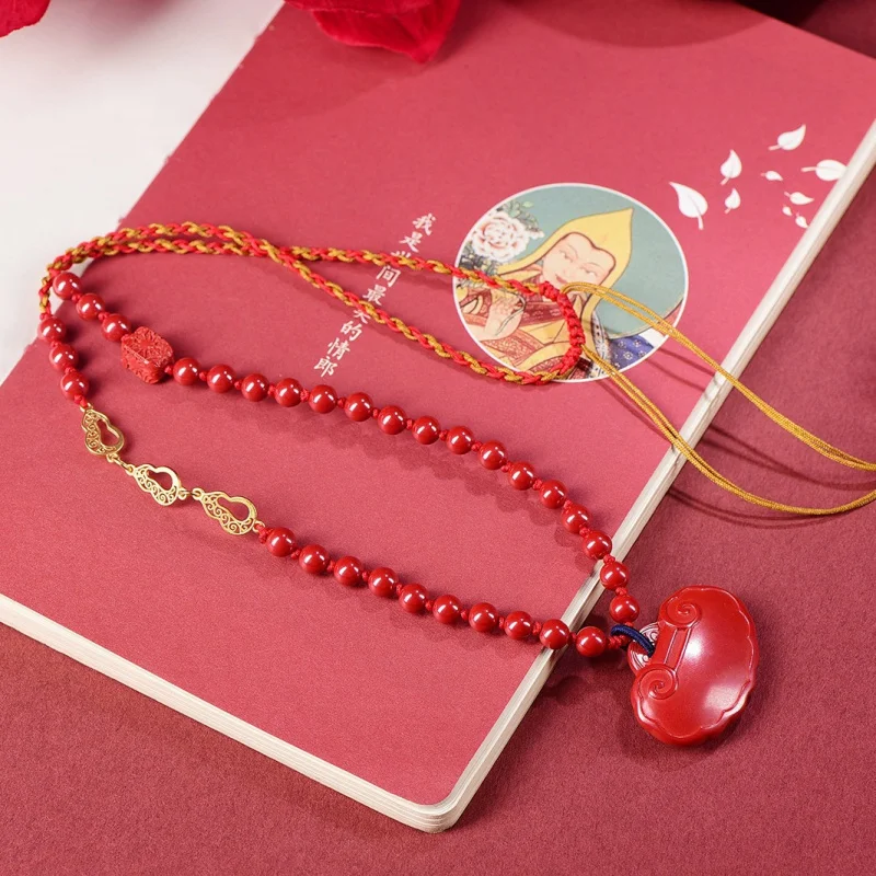 

Бутиковый подвесной замок императора из песчаника с высоким содержанием хороших пожеланий, цепочка до ключиц, источник плетеного вручную ожерелья