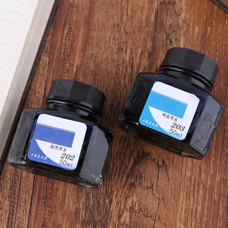 50ml 병 유리 부드러운 쓰기 만년필 잉크 리필 학교 학생 문구 사무 용품 24BB