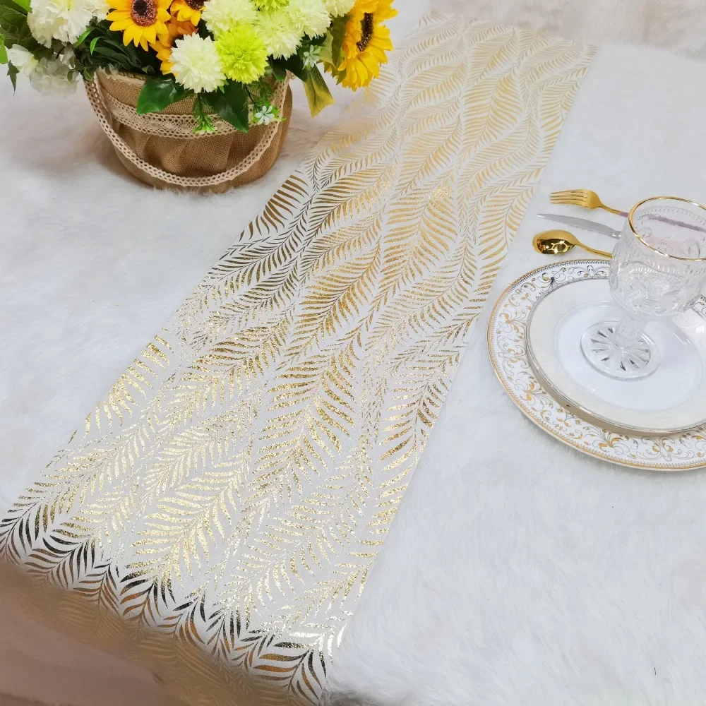 

Sparkle Metallic Gold Leaves Table Runner Holiday Hawaiian Party Dinner Banquet Christmas Decoration Sequin Glitter Table Decor