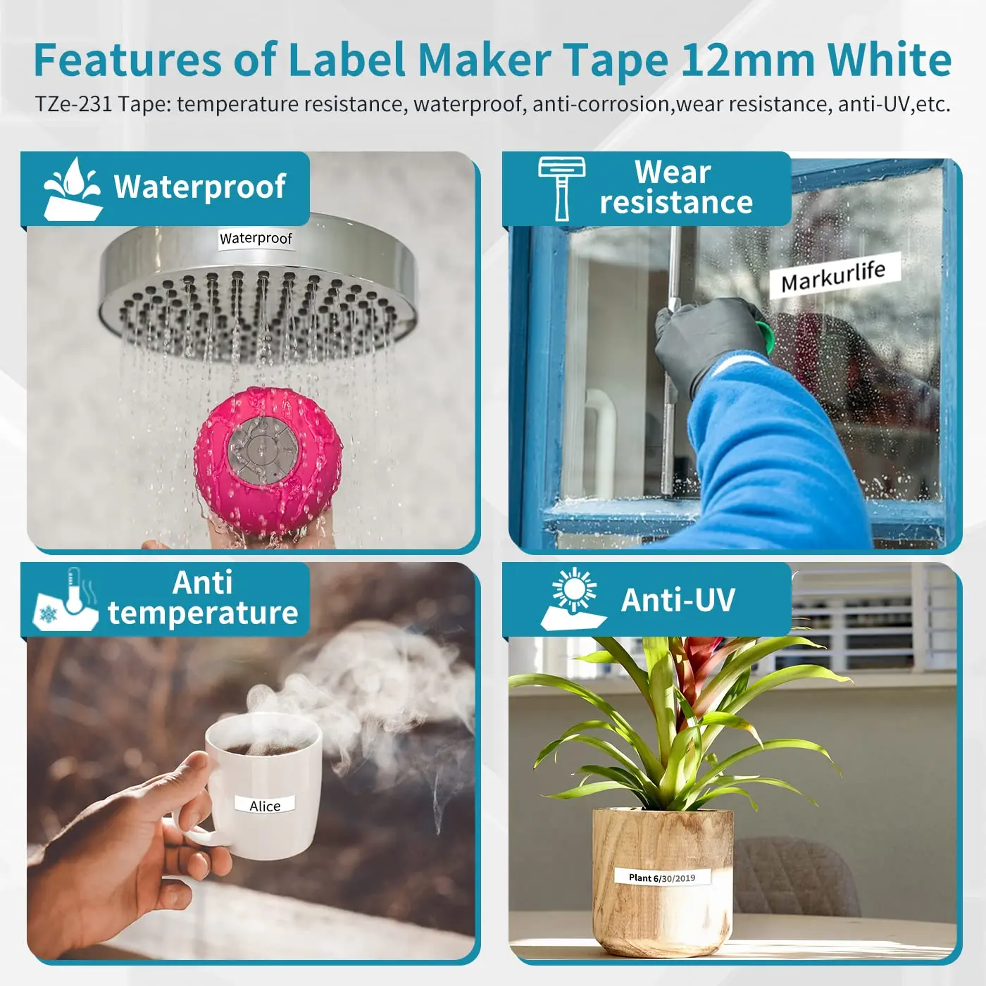 Label Tape 6-24mm Compatible for Brother tze-Label Tape tze231 for Ptouch Label Printer PTH110 H107 P710BT H105 D600 Label Maker