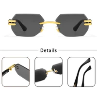 CATERSIDE Nouvelles Lunettes de Soleil Sans Monture pour Hommes, Verres Polychromes Dégradés Tendance, Monture Métallique, Lunettes de Soleil de Fête et d'Extérieur pour Femmes 6