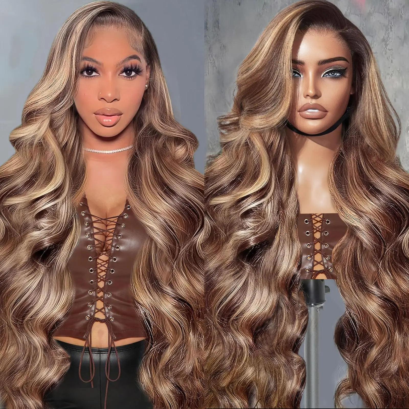Body Wave 13x4 Hd Transparent Lace Front Wig Colored Highlight Human Hair Wigs For Women Brazilian 4/27 Blonde Pre Plucked Wigs 5