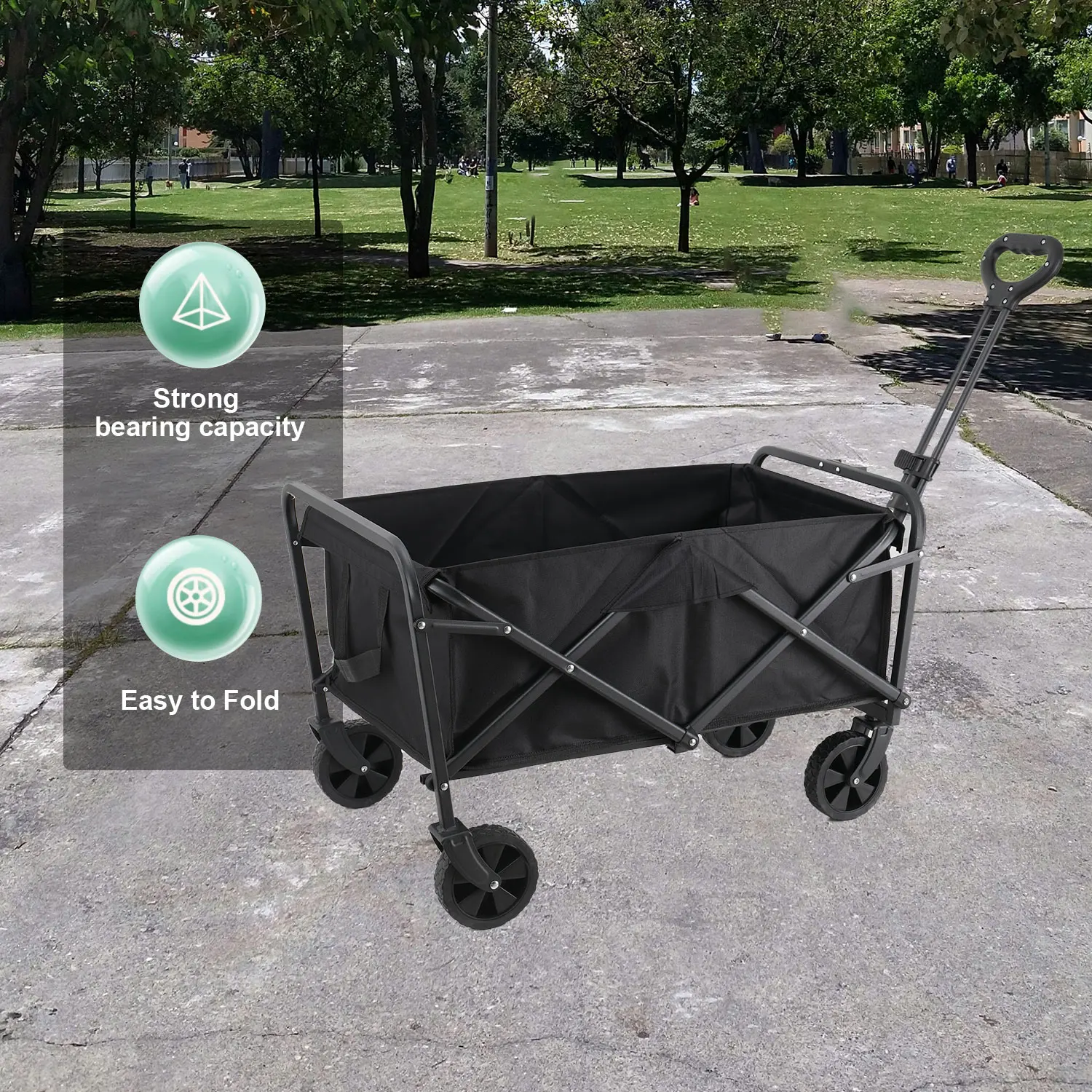 Zusammenklappbarer, zusammenklappbarer Mehrzweck-Strandwagen, robuster, zusammenklappbarer Wagen mit großer Kapazität, Outdoor-Trolley, tragbarer Campingwagen-Tisch – Detail 18