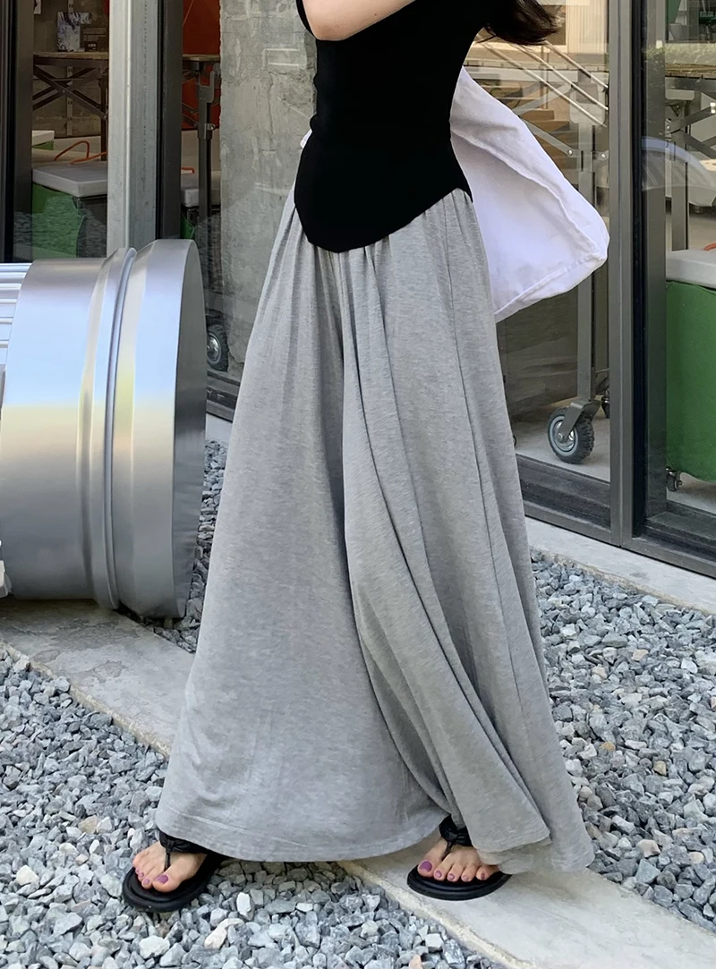Korean Style Summer Pregnancy Belly Trousers Thin High Waist Wide Leg Floor-length Fashion Maternity Modal Pants Casual Trousers 2