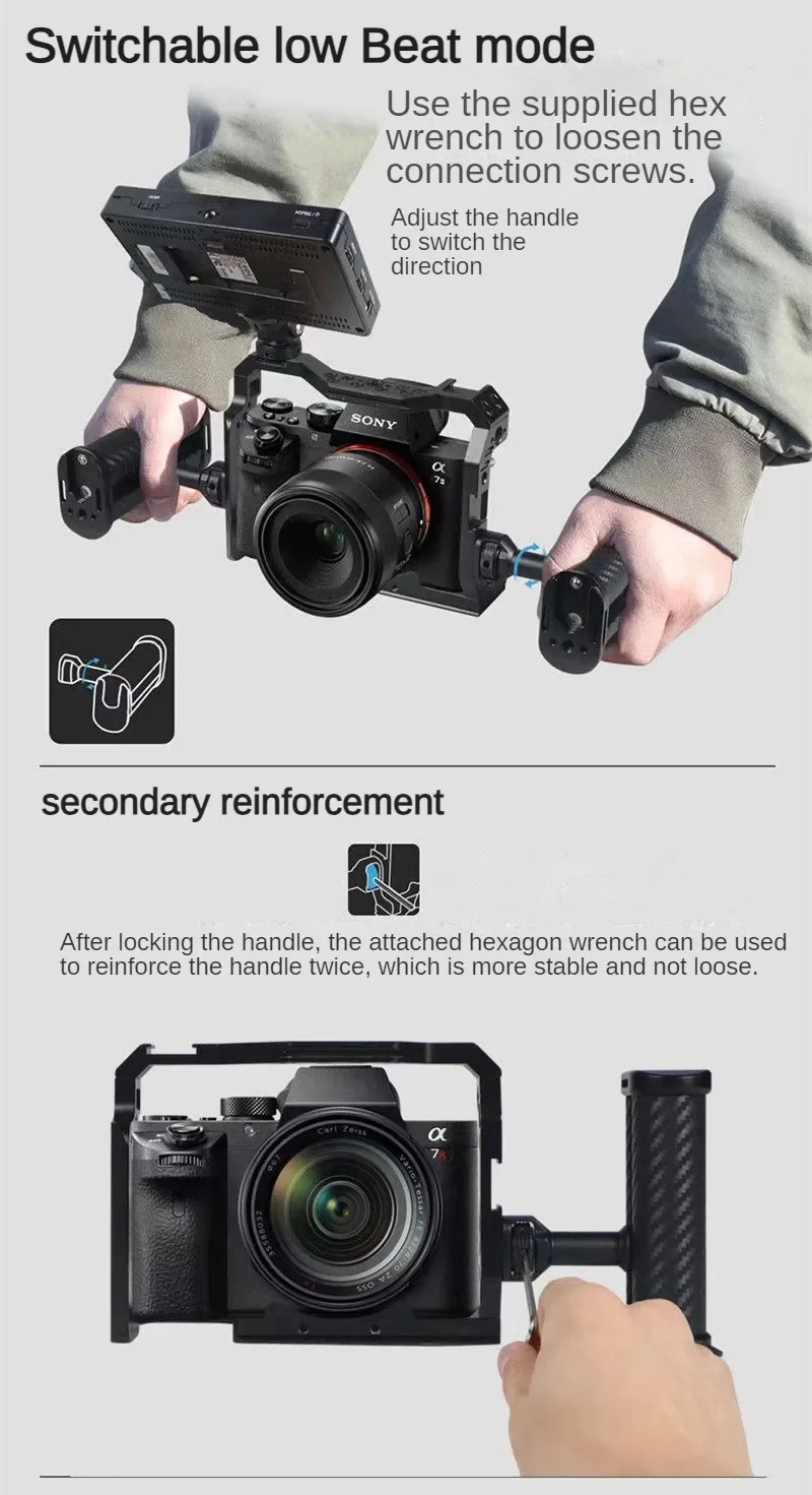 Description Picture 3 of itemM-REMOTE Mini Side Handle Handgrip with Dual 1/4 Screw Mount for Mirrorless Digital Camera DSLR Camera Cage Built-in Wrench