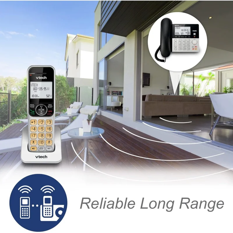 VG208-2 DECT 6.0 2-Handsets Corded/Cordless Phone for Home with Answering Machine, Call Blocking, Caller ID