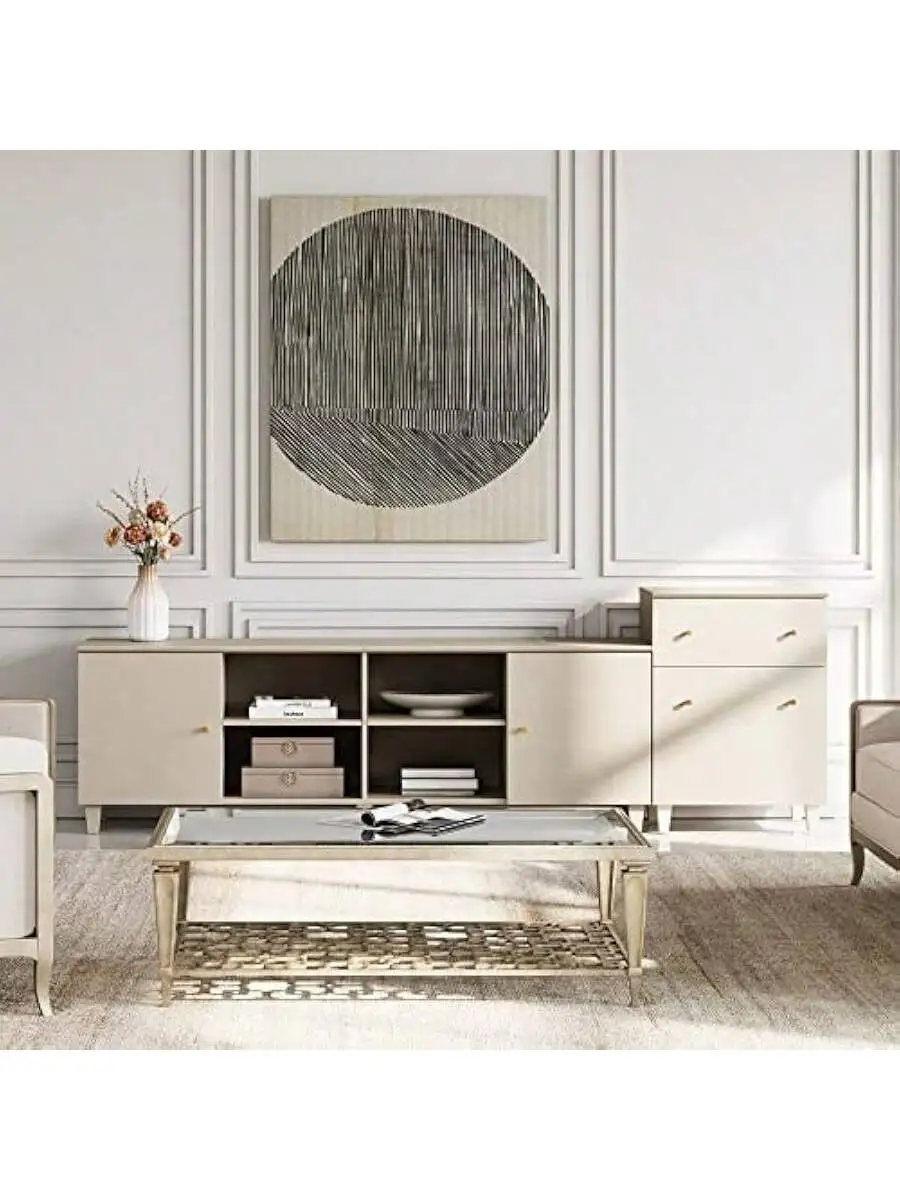 Storage Cabinet for Living Room 32.4" H Freestanding Wood Accent Cabinets Floor Cupboard with Drawer Door and Adjustable 4