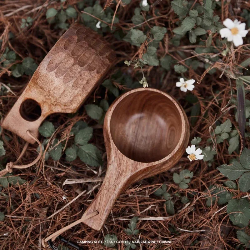 Tazza In Legno Stile Nordico – Bicchiere Da Campeggio Escursionismo, 231g, Per Caffè Tè Latte, Regalo Artigianale Per Amanti Outdoor