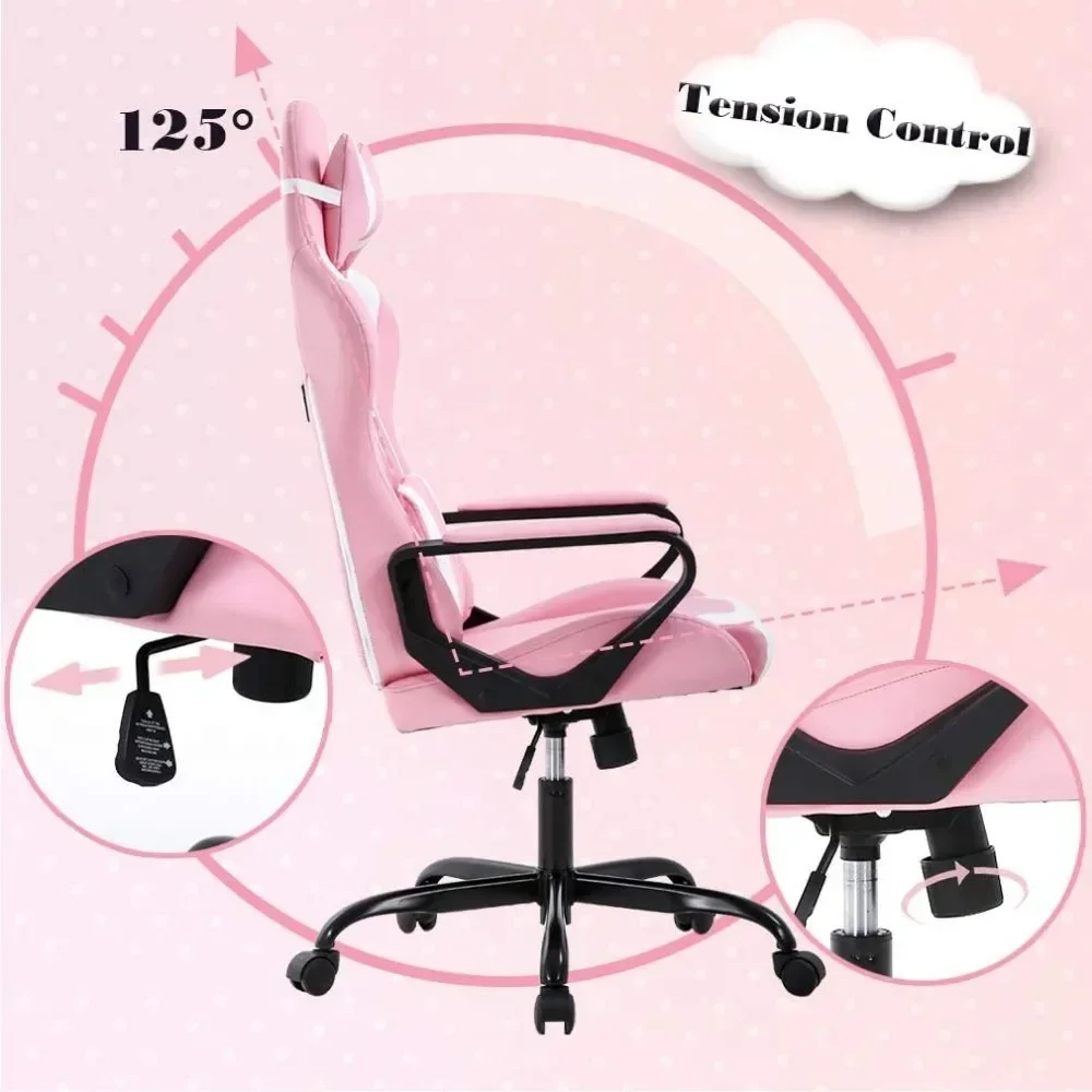 Gaming Chairs Office Chairs Desk Chair Ergonomic Executive Swivel Rolling Computer Chair with Lumbar Support, Pink 5