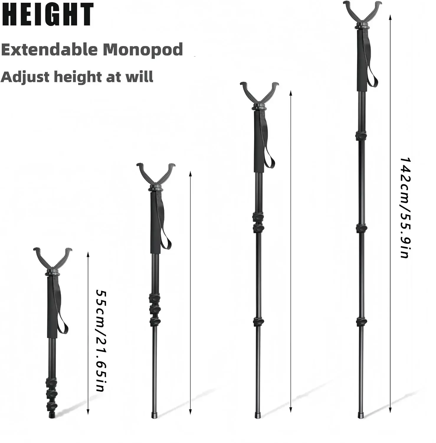 Portable Rifle Shooting Rest Monopod with V Yoke Bracket Hunting V Shaped Gun Rack Hunting Shooting Stick Aluminum Construction