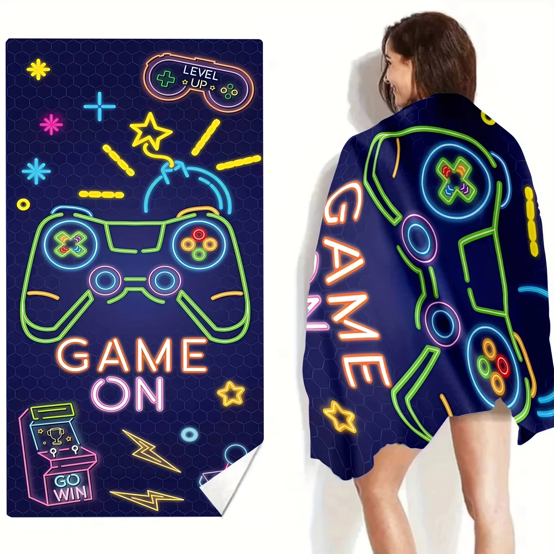 1pc Quick Drying Microfiber Game Console Beach Towel - Soft, Absorbent, Lightweight, Sun Protection - Perfect Summer Accessory 3