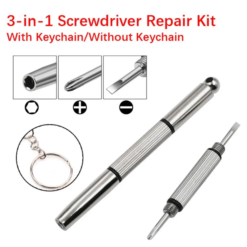 

3-in-1 Eyeglass Screwdrivers Portable with Keychain Steel Eyeglass Repair Tools Hand Tool Screwdriver Repair Kit Watch