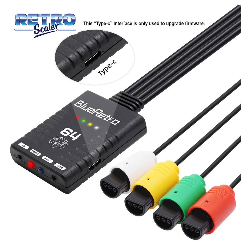 Retroscaler-blueretro Controlador de Jogo sem Fio Adaptador para Nintendo 64 Console N64 Suporte até Quatro