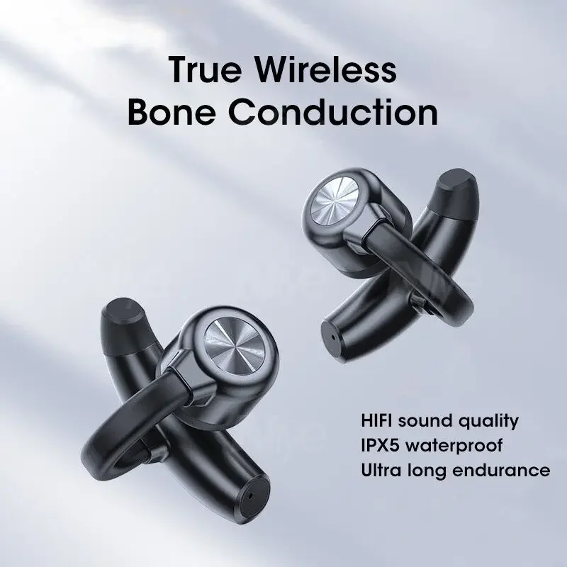 Real Bone Conduction Earphones Wireless TWS Earbuds Bluetooth Headphones Earcuffs Sound For Sports Running Headset For Blindman