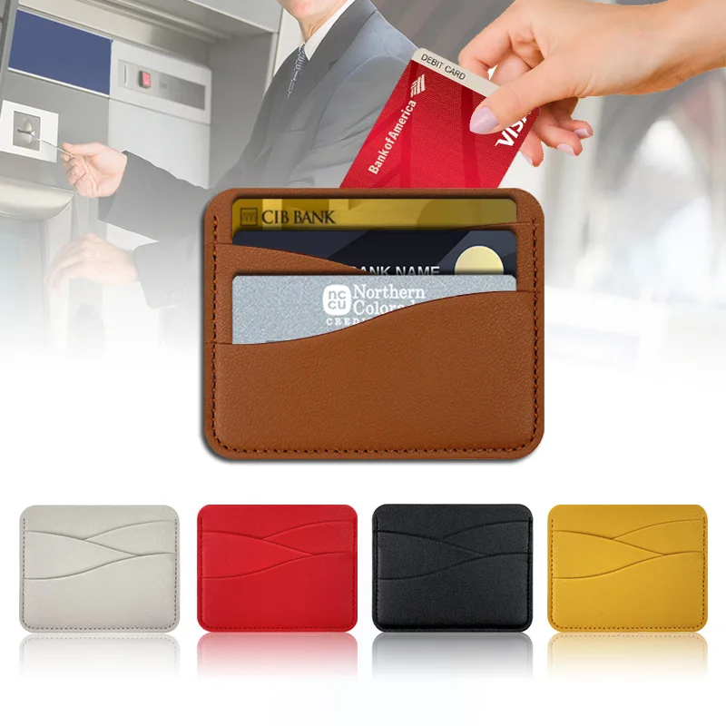 Slim ID and Bank Card Holder Wallet for Men and Women Business PU Leather Card Protector Case Coin Cards Cover Pouch Bag