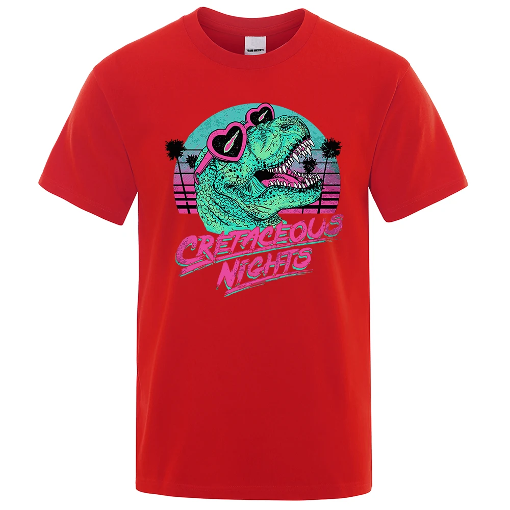 Crétacé nuits lunettes de soleil dinosaure Cool hommes t-shirts en vrac été t-shirt rue t-shirt vêtements coton de haute qualité_voghion.com