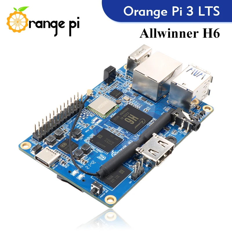 Orange Pi 3 LTS 2GB RAM Allwinner H6 8GB EMMC Demo Single Board Computer Support Debian Ubuntu Android 9.0 OS Development Board