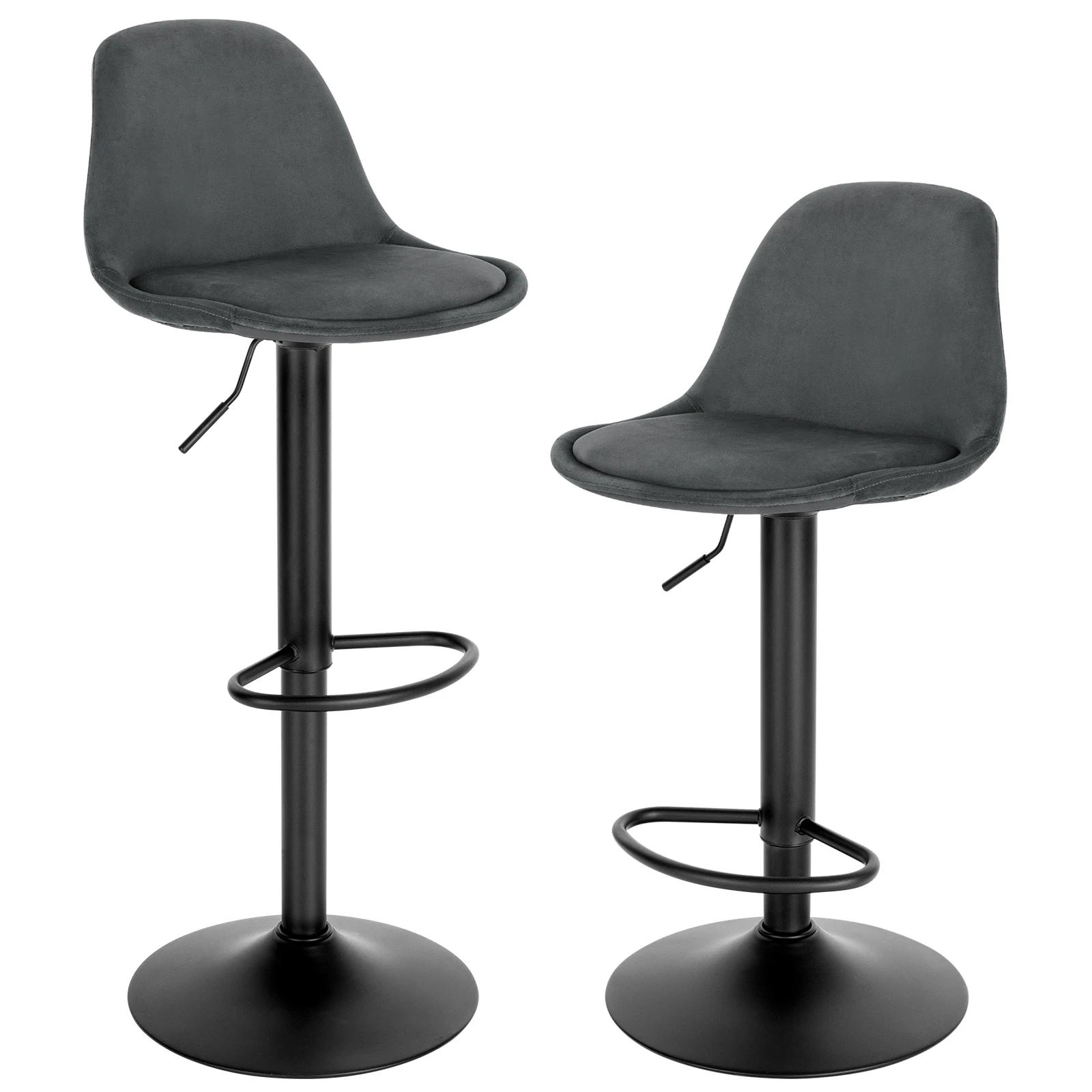 WOLTU Barkruk Set van 2, Barstoel, Barkruk met Voetensteun, Hoogte Verstelbaar, 360° Draaibaar, Gemaakt van PU Leer Metaal, voor Bar, Keuken, Woonkamer, Balie, Café, Grijs