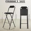 Bar Stool with Backrest, Leather Padded Counter Height Foldable Stool, Portable Folding High Seat Tall Bar Chairs for Home Cafe 3