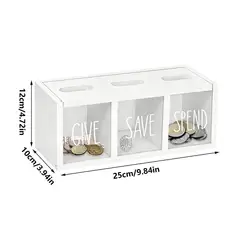 Wall - Mounted Transparent Money Saving Box Trio (White)