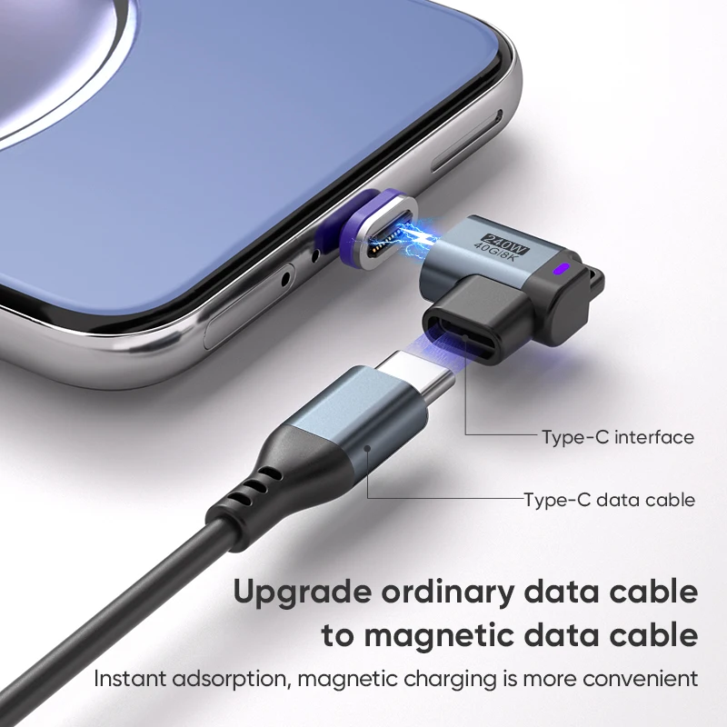 240W 타입-C 여성용 마그네틱 어댑터 컨버터 USB4.0 24핀 USB-C to USB-C 40Gbps 고속 충전 8K60Hz USB OTG 어댑터 썬더볼트3