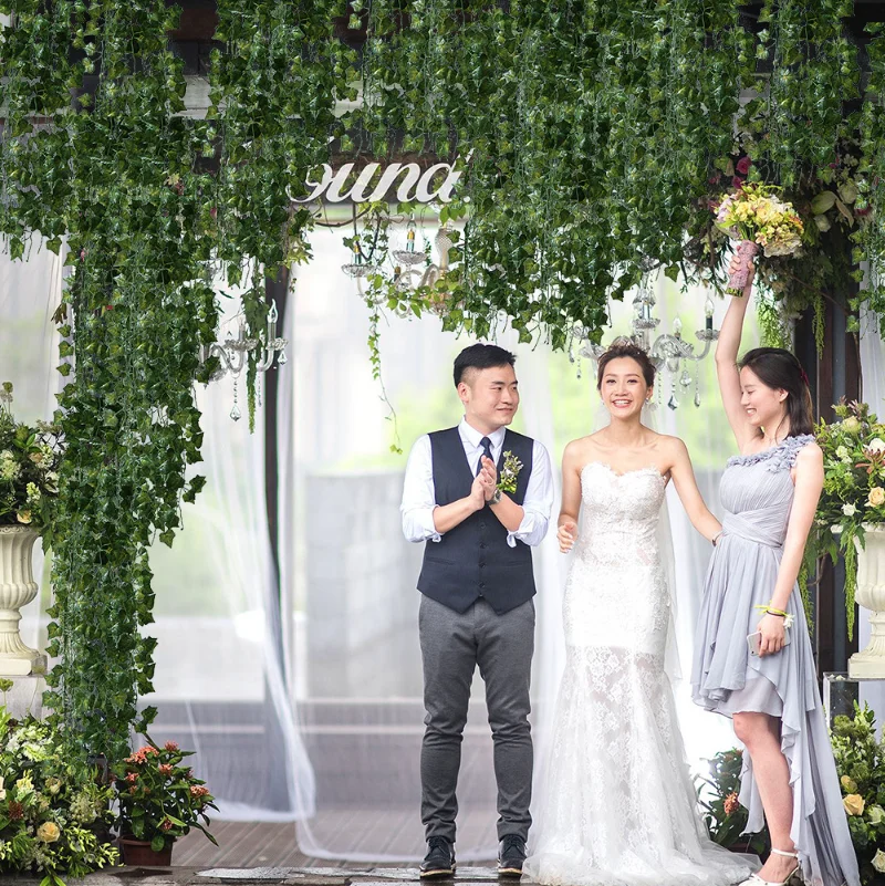 2M Artificial Plants Rattan Creeper DIY Hanging Garland Fake Flowers Green Leaf Ivy Vine For Home Wedding Decor