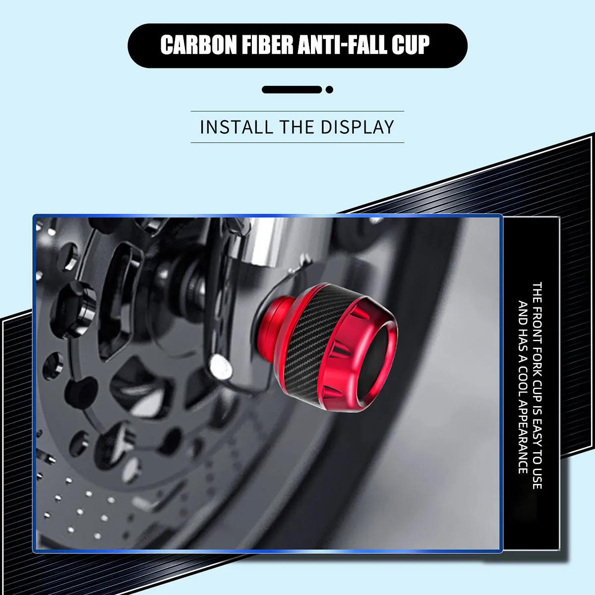 2PCS 오토바이 충돌 방지 장치 탄소 스쿠터 휠 프론트 포크 프레임 Anti-fall Cup Protector Modified Motor Accessorie Black
