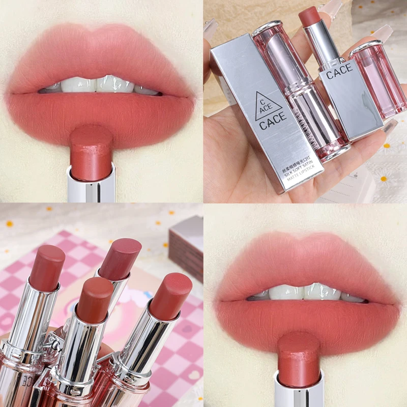 

4 Colors Silky Matte Lipstick Waterproof Natural Color Rendering Non-stick Sexy red Velvet Nude Lip Tint Lasting Makeup Cosmetic