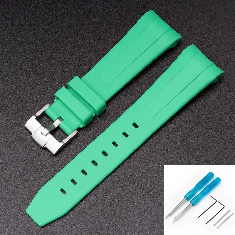 Waterproof TPU Rubber Watch Strap with Curved End for Ocean Series Watches, 22mm