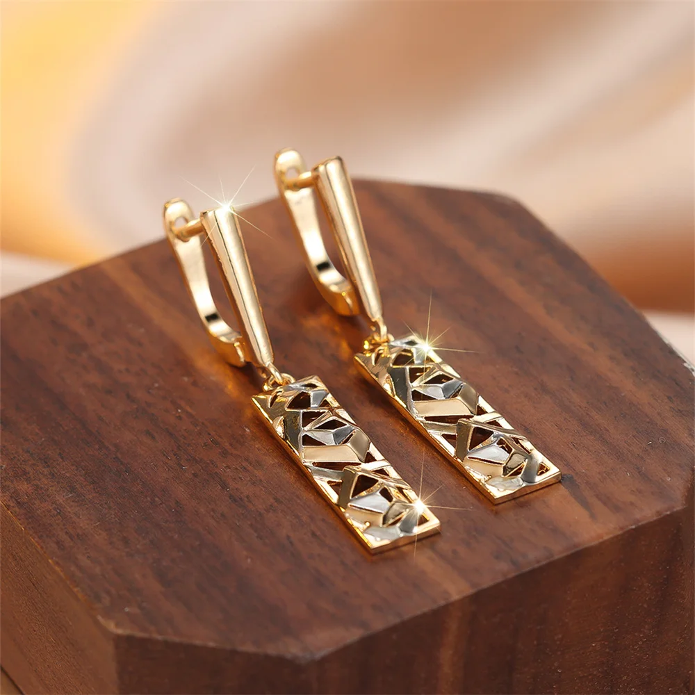 Vintage Hollow Metal Long Tassel Pendant Hoop Earrings For Women Gold Silver Color Ear Buckle Wedding Jewelry Engagement Gifts