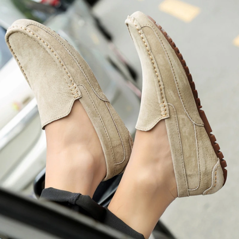 Herren Suede Leder Loafer Leichte Freizeitschuhe Slipper_voghion.com