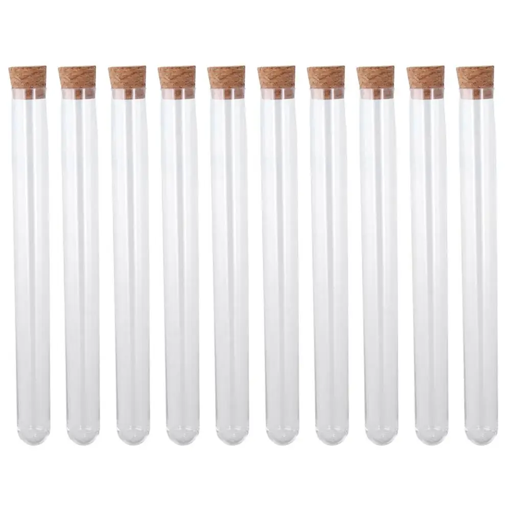 1/10PCS Plastic Test Tubes Cork Stoppers Round Base Storage Container Scientific Experiments Sample Display Decorations test tube rack