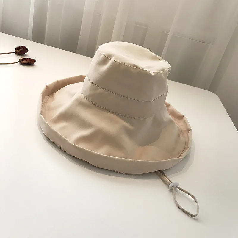 New Fashion Adult Female Girl Summer Fisherman with Big Eaves, Sun Protection and Shading, Double-sided Beach Basin Hat DMK10