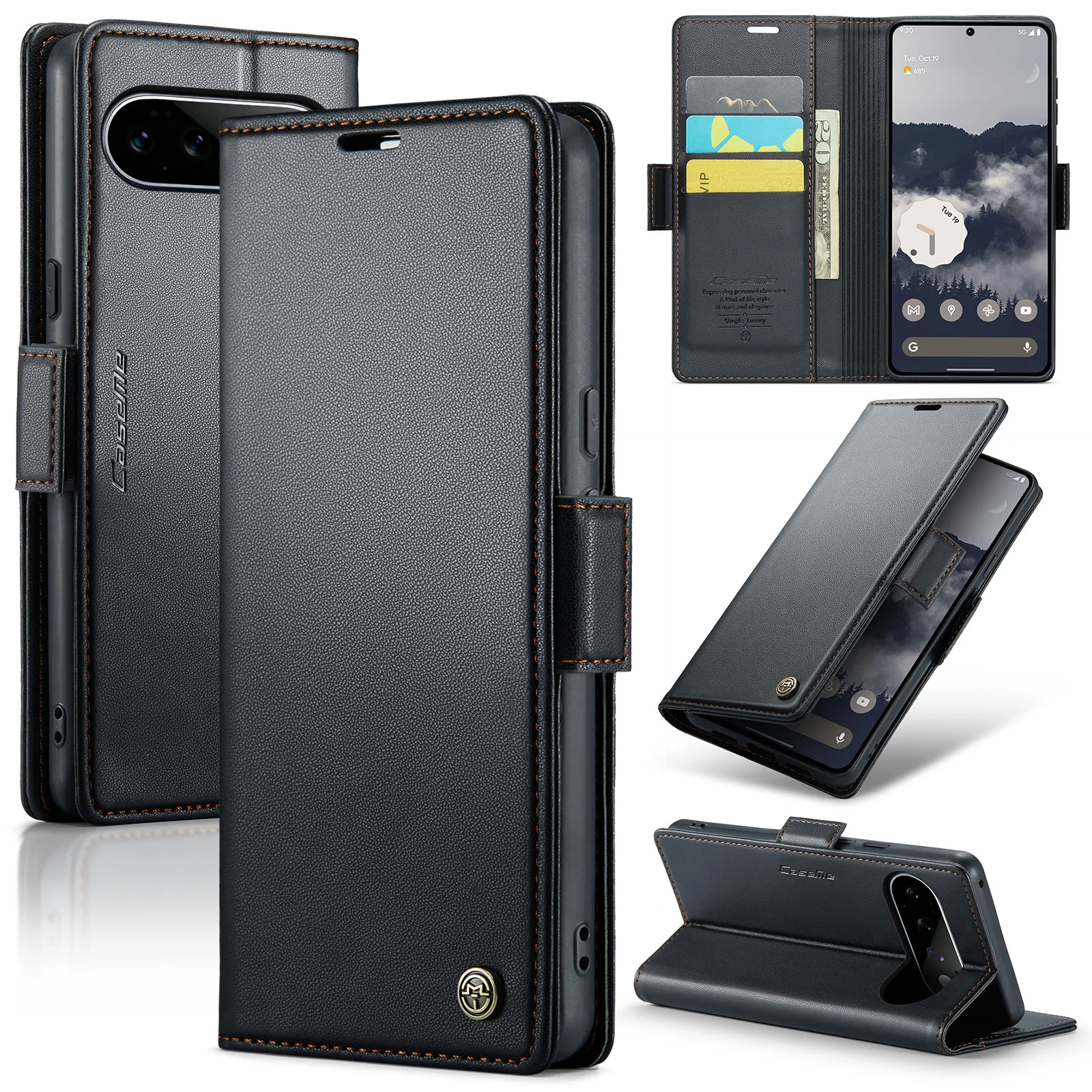 Leather Wallet Phone Case with Credit Card Holder & Shockproof Flip Cover