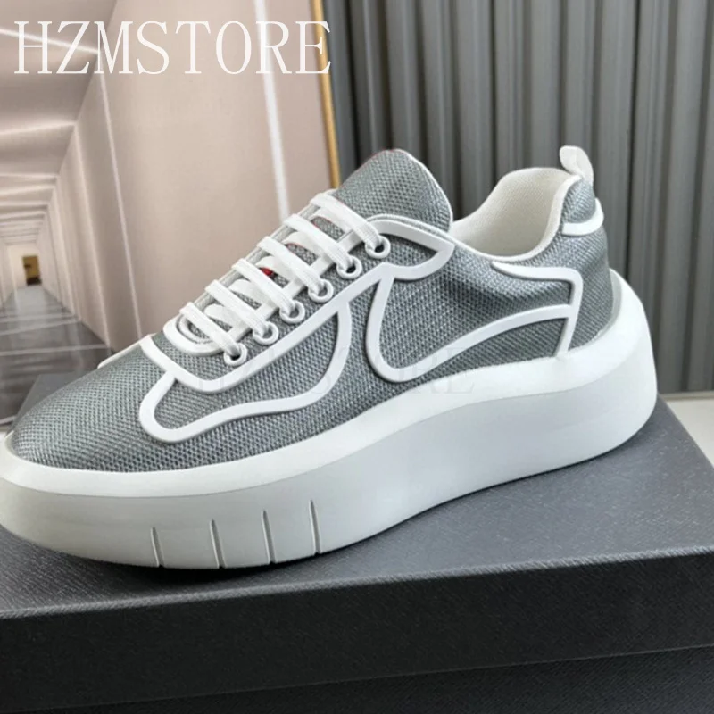 

Spring Autumn New Leisure Sneakers Men Thick Bottom Flat Board Lace Up Casual Shoes Outdoor Mesh Ventilate Run Shoes Men