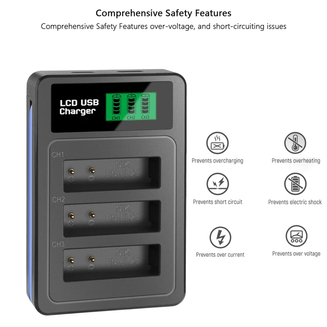 Nikon B700 2u00d7 2500mAh EN-EL23 Battery Charger For Nikon