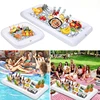 White PVC Aerated Floating Raft on Water Fun Outdoor Pool Party Pool Inflatable Freezer Frozen Beverages Fruits Inflatable Tray 2