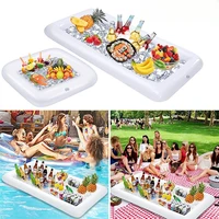 White PVC Aerated Floating Raft on Water Fun Outdoor Pool Party Pool Inflatable Freezer Frozen Beverages Fruits Inflatable Tray 2