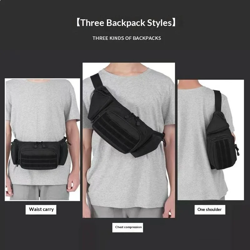 Men's outdoor tactical multifunctional waist bag hidden leather case phone bag, suitable for sports, hiking, camping