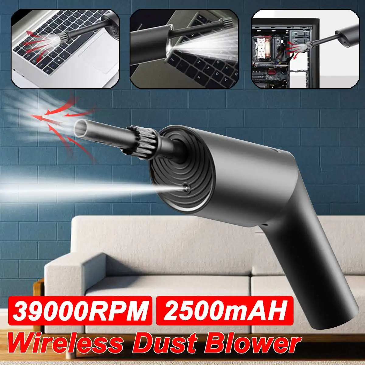 39000RPM ޴ USB   ûұ ǳ  ǳ, LED  Ŭ 2500mAh ڵ   ûұ