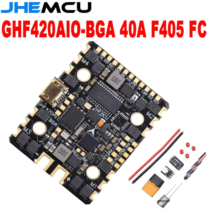 

JHEMCU GHF420AIO-BGA 40A F405 Flight Controller 40A BLHELI_S 4in1 ESC 2-6S for RC FPV Freestyle Toothpick Cinewhoop Racing Drone