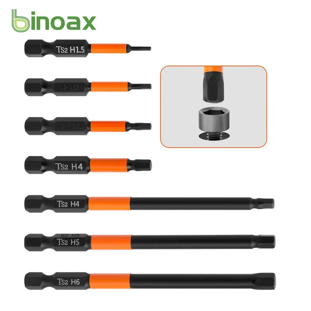 

Binoax 2Pcs Magnetic Hex Screwdriver Bit Head Wrench Drill Bit 1/4" Shank